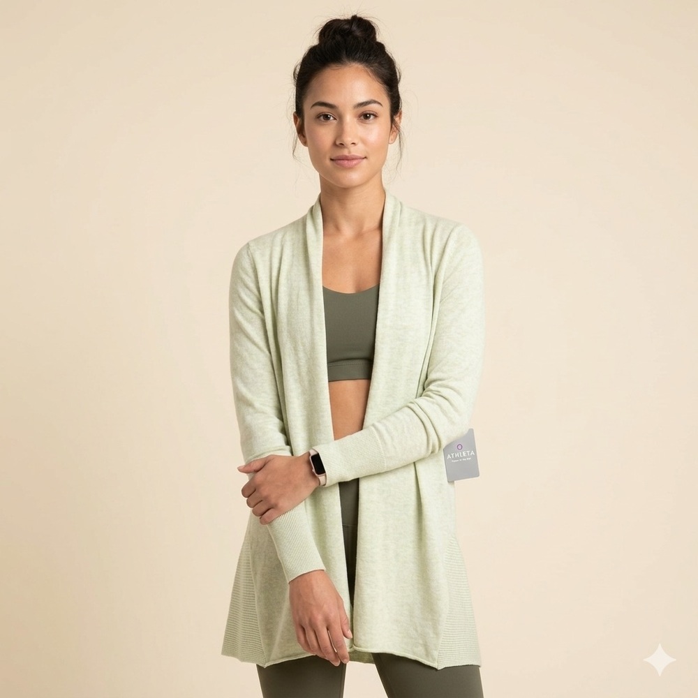 Athleta Pale Mint Open-Front Shawl Collar Cardigan